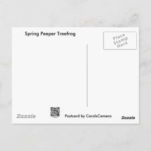 Federhalter (Pseudacris-Kreuzleger) Treefrog-Eleme Postkarte (Rückseite)