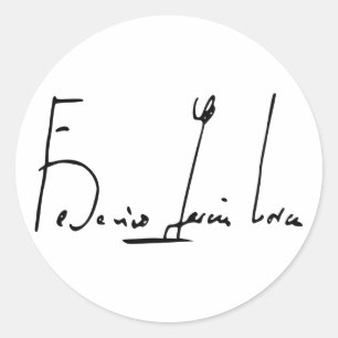 Federico García Lorca Unterzeichnung Runder Aufkleber