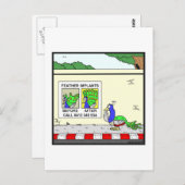 Federimplantate: Peacock-Cartoon Postkarte (Vorne/Hinten)