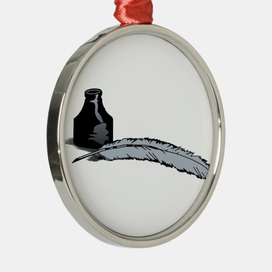 Federkiel u. Tinte Silbernes Ornament (Rechts)