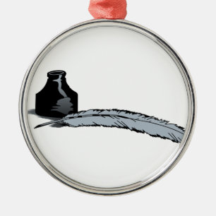 Federkiel u. Tinte Silbernes Ornament