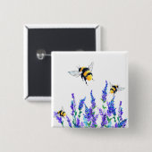 Federknopf für Frühlingsblumen und Bienen Button (Vorne & Hinten)