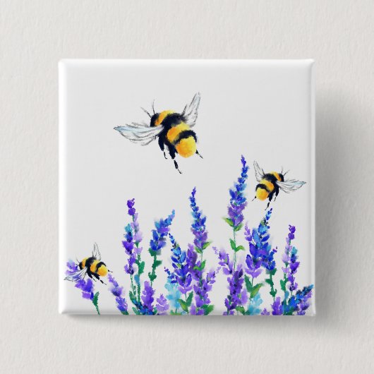 Federknopf für Frühlingsblumen und Bienen Button (Vorderseite)