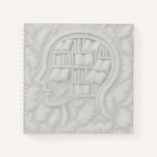 Federkopf gefüllt mit weißen Büchern (Light BG) Notizblock