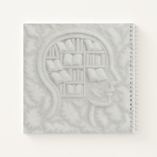 Federkopf gefüllt mit weißen Büchern (Light BG) Notizblock (Rückseite)