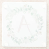 Federkranz mit Buchstaben, individuell einstellbar Glasuntersetzer (Rückseite)