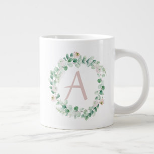 Federkranz mit Buchstaben, individuell einstellbar Jumbo-Tasse