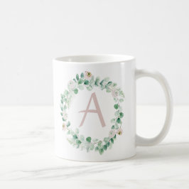 Federkranz mit Buchstaben, individuell einstellbar Kaffeetasse