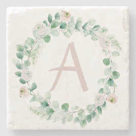 Federkranz mit Buchstaben, individuell einstellbar Steinuntersetzer