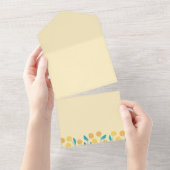 Federkronen-Blume und Blätter Design All In One Einladung (Abreißtisch)