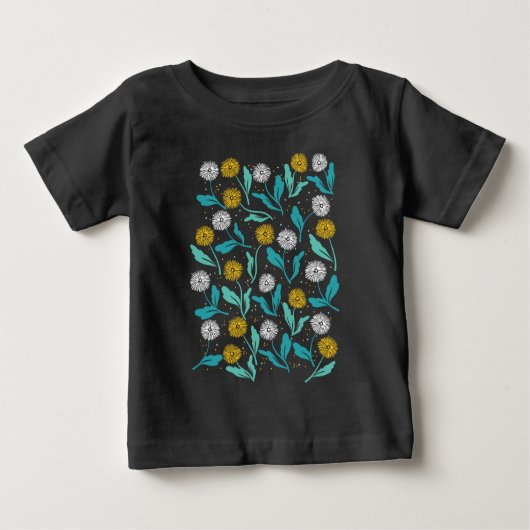 Federkronen-Blume und Blätter Design Baby T-shirt (Vorderseite)
