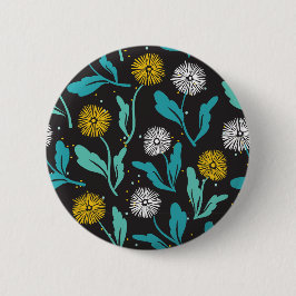 Federkronen-Blume und Blätter Design Button