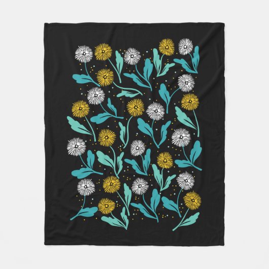 Federkronen-Blume und Blätter Design Fleecedecke (Vorderseite)