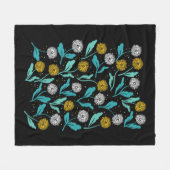 Federkronen-Blume und Blätter Design Fleecedecke (Vorderseite (Horizontal))