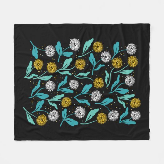 Federkronen-Blume und Blätter Design Fleecedecke (Vorderseite (Horizontal))