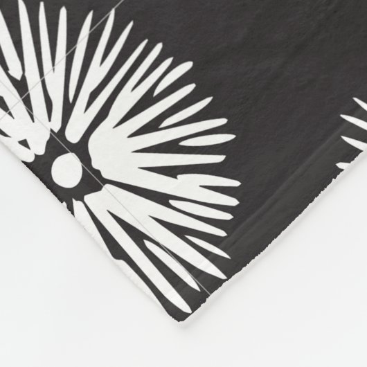Federkronen-Blume und Blätter Design Fleecedecke (Ecke)