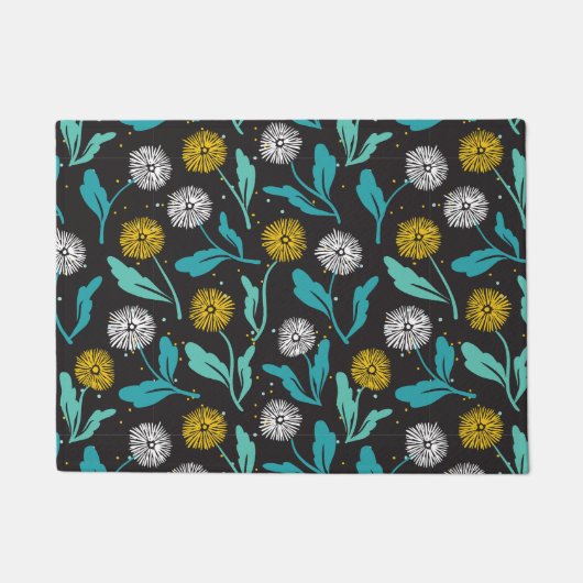 Federkronen-Blume und Blätter Design Fußmatte (Vorderseite)