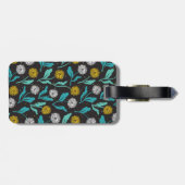 Federkronen-Blume und Blätter Design Gepäckanhänger (Rückseite horizontal)