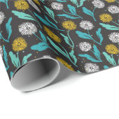 Federkronen-Blume und Blätter Design Geschenkpapier (Rolleneckpunkt)