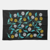 Federkronen-Blume und Blätter Design Geschirrtuch (Horizontal)