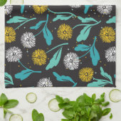 Federkronen-Blume und Blätter Design Geschirrtuch (Gefaltet)