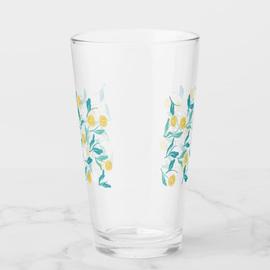 Federkronen-Blume und Blätter Design Glas (Rechts)