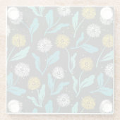 Federkronen-Blume und Blätter Design Glasuntersetzer (Rückseite)