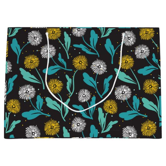 Federkronen-Blume und Blätter Design Große Geschenktüte (Vorderseite)