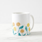Federkronen-Blume und Blätter Design Kaffeetasse (VorderseiteRechts)