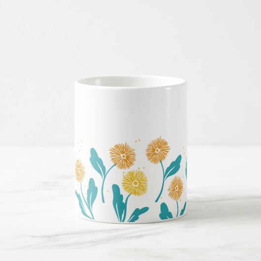 Federkronen-Blume und Blätter Design Kaffeetasse (Mittel)