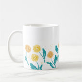 Federkronen-Blume und Blätter Design Kaffeetasse (Links)