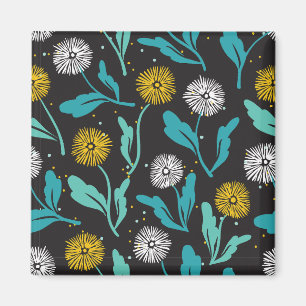 Federkronen-Blume und Blätter Design Magnet