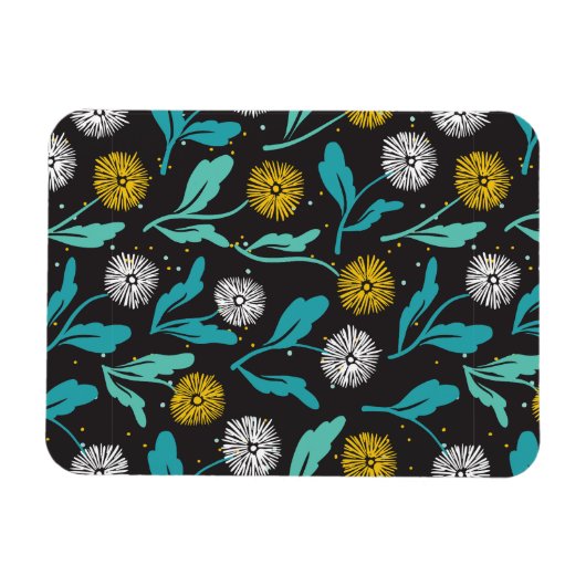 Federkronen-Blume und Blätter Design Magnet (Horizontal)