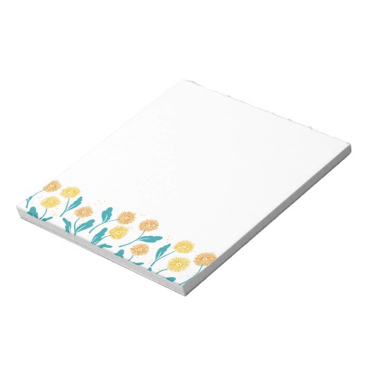 Federkronen-Blume und Blätter Design Notizblock (Rotiert)