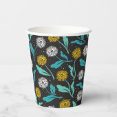 Federkronen-Blume und Blätter Design Pappbecher (Rückseite)