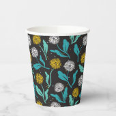 Federkronen-Blume und Blätter Design Pappbecher (Links)