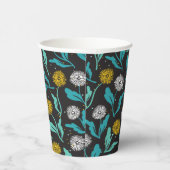 Federkronen-Blume und Blätter Design Pappbecher (Rechts)