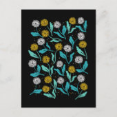 Federkronen-Blume und Blätter Design Postkarte (Vorderseite)