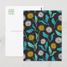 Federkronen-Blume und Blätter Design Postkarte