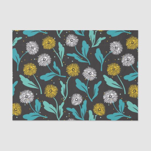 Federkronen-Blume und Blätter Design Seidenpapier (Vorderseite)