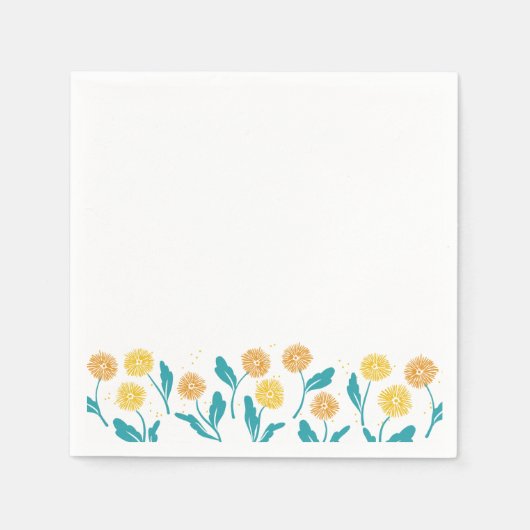 Federkronen-Blume und Blätter Design Serviette (Vorderseite)