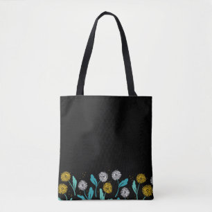 Federkronen-Blume und Blätter Design Tasche