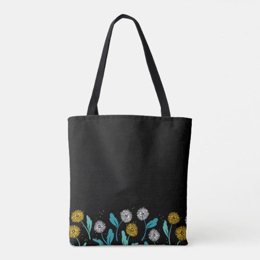 Federkronen-Blume und Blätter Design Tasche (Rückseite)