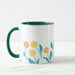 Federkronen-Blume und Blätter Design Tasse