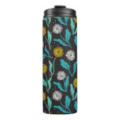 Federkronen-Blume und Blätter Design Thermosbecher (Vorderseite)