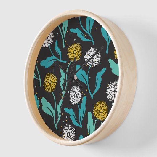 Federkronen-Blume und Blätter Design Uhr (Winkel)