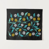 Federkronen-Blume und Blätter Design Wandteppich (Vorderseite (Horizontal))