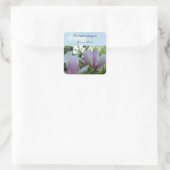 Federlicht lila magnolische Blume Quadratischer Aufkleber (Tasche)
