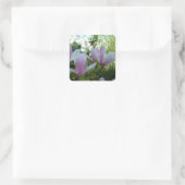 Federlicht lila magnolische Blume Quadratischer Aufkleber (Tasche)