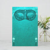 Federmaske elegant Vintag aquamarin Briefpapier (Stehend Vorderseite)